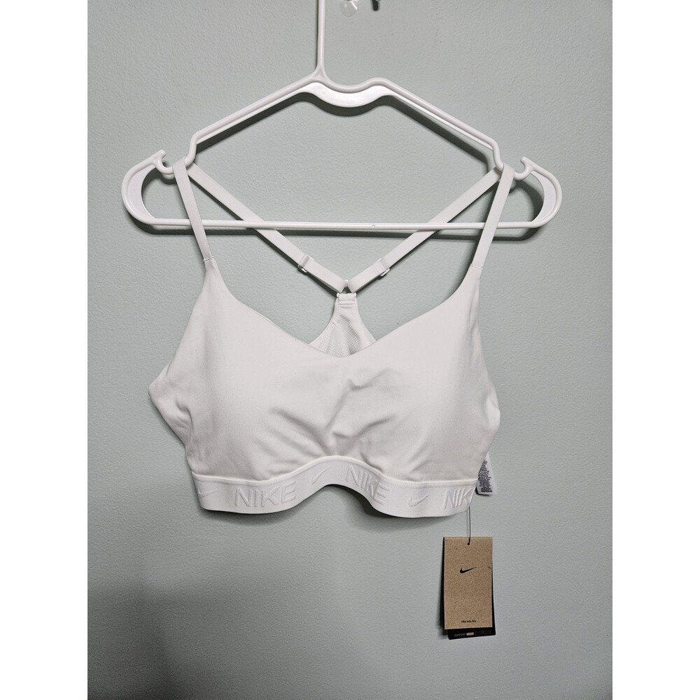Sz L - Nike Sports Bra dri fit White Light Support